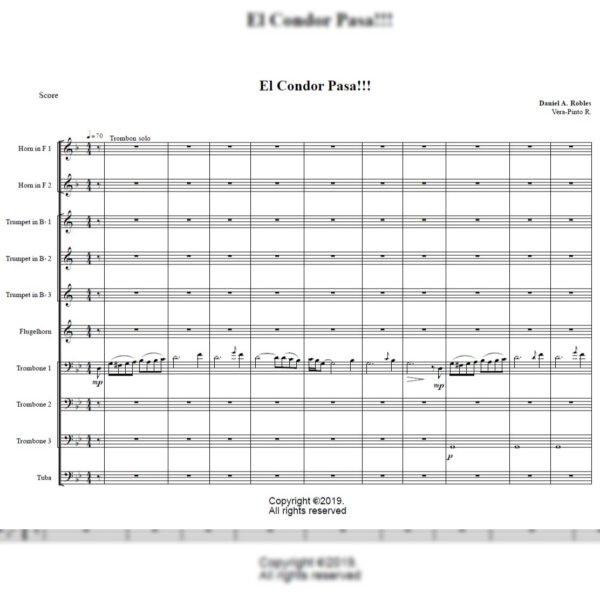 CONDOR SCORE El Condor Pasa (Brass Ensemble)
