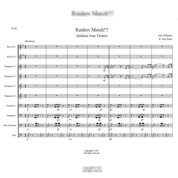 INDIANA SCORE Indiana Jones Theme (Brass Ensemble)