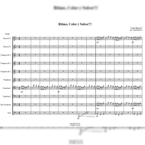 RITMO SCORE Ritmo Color y Sabor (Brass Ensemble)