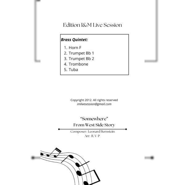 SOMEWHERE TIT Somewhere (Brass Quintet)