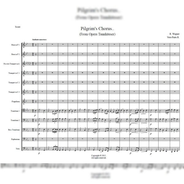 WAGNER SCORE Pilgrim's Chorus (Brass Ensemble)