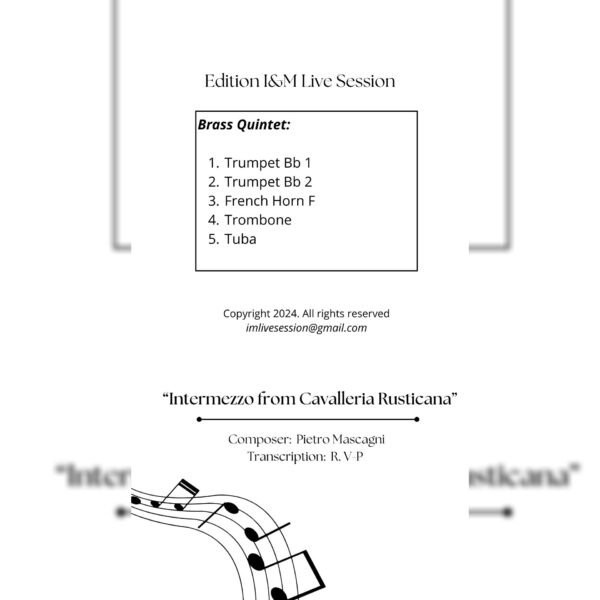 RUSTICANA TT Intermezzo Cavalleria Rusticana (Brass Quintet)