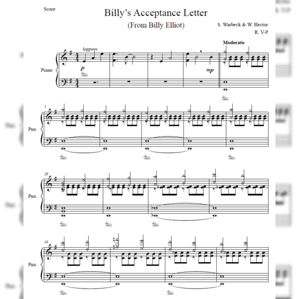 BILLYY Billy’s Acceptance Letter (Piano)