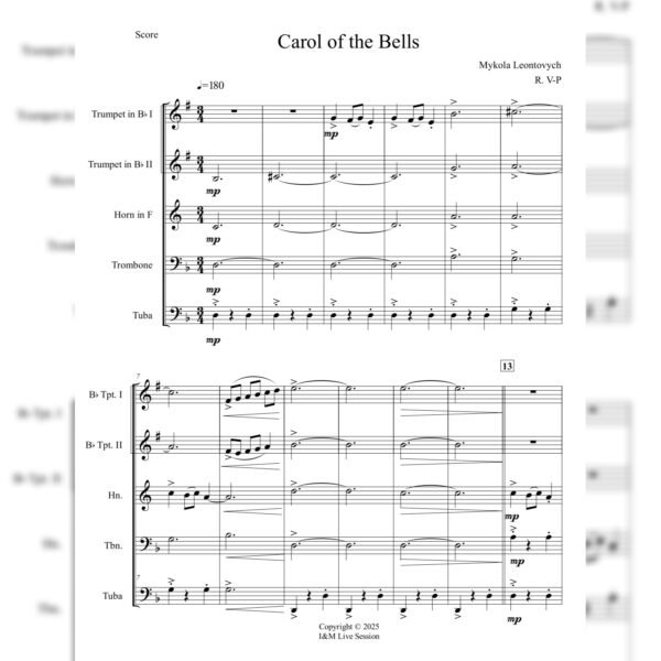 Carol of the Bells (Brass Quintet)