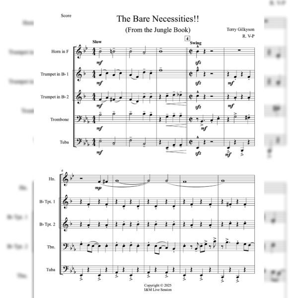 score jungle The Bare Necessities (Brass Quintet)
