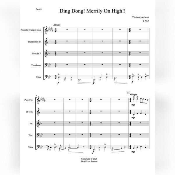 score ding Ding Dong! Merrily On High (Brass Quintet)