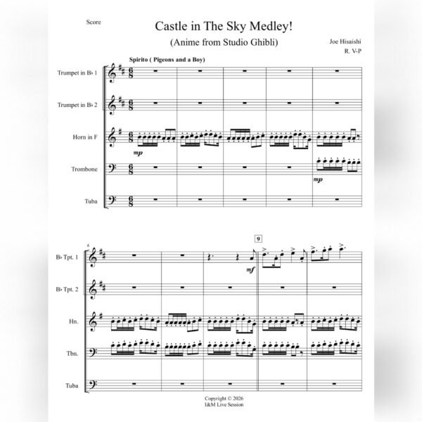 CASTLE SKY SCORE Castle in the Sky Medley (Brass Quintet)